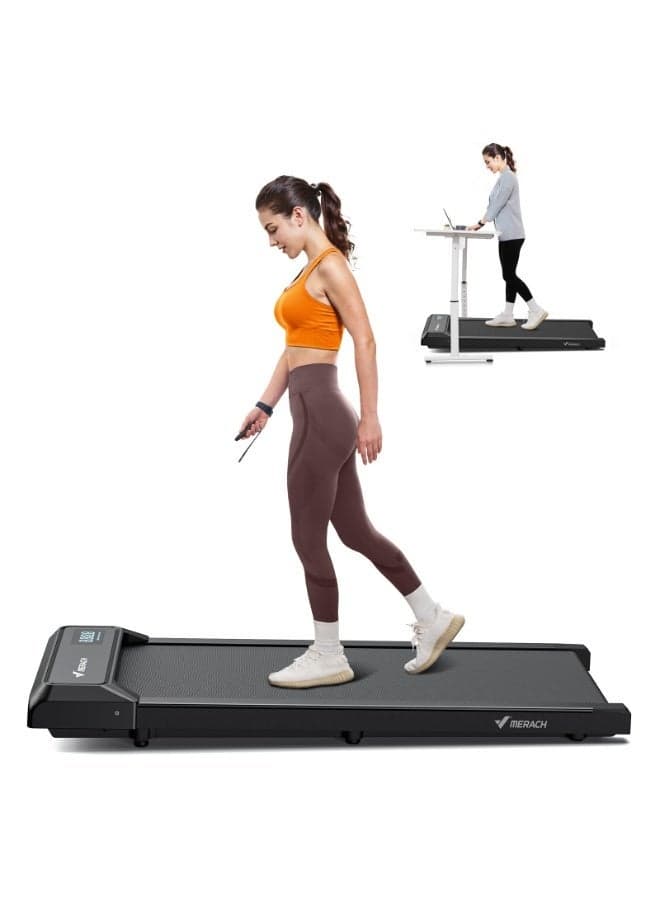 MERACH Walking Pad Treadmill,Under Desk Treadmills for Home & Office,Walking Pad Portable Walk Pad with Max 3.8MPH 40 dB,2 in 1 Quiet Portable Mini Treadmill with Remote Control, APP,LED