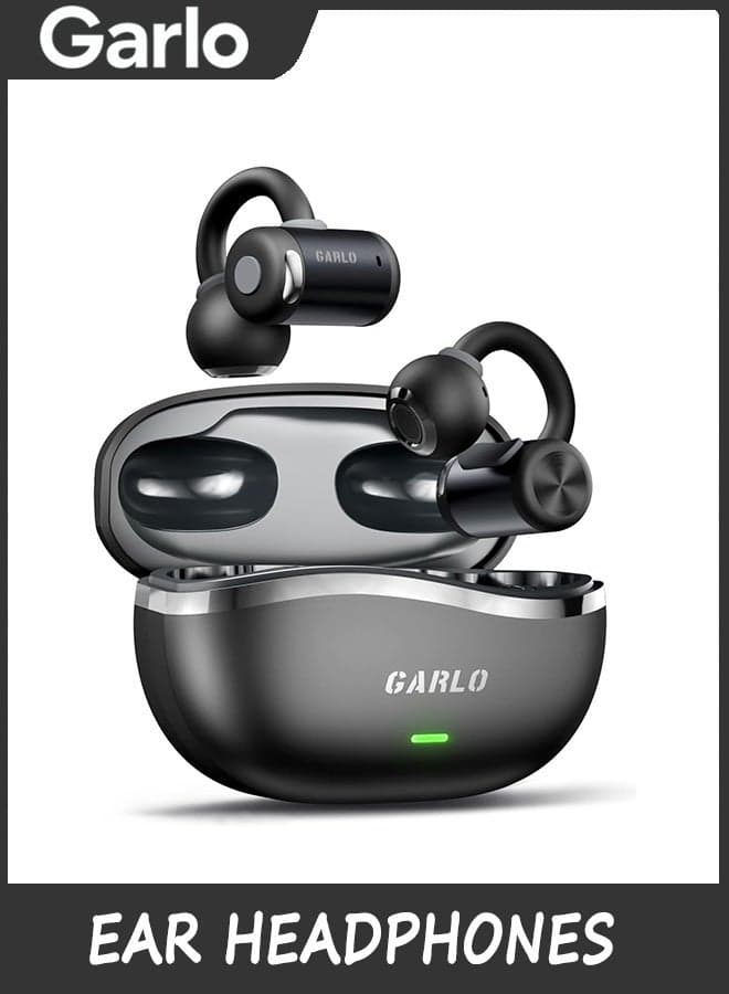 Clip-On Earbuds Open Ear Headphones, Wireless Bluetooth 6.0 Earphones with 4 Mic Noise Cancelling, Sport Ear Buds for Running, 40H Playtime, Waterproof, Deep Bass, Open Ear Earbuds