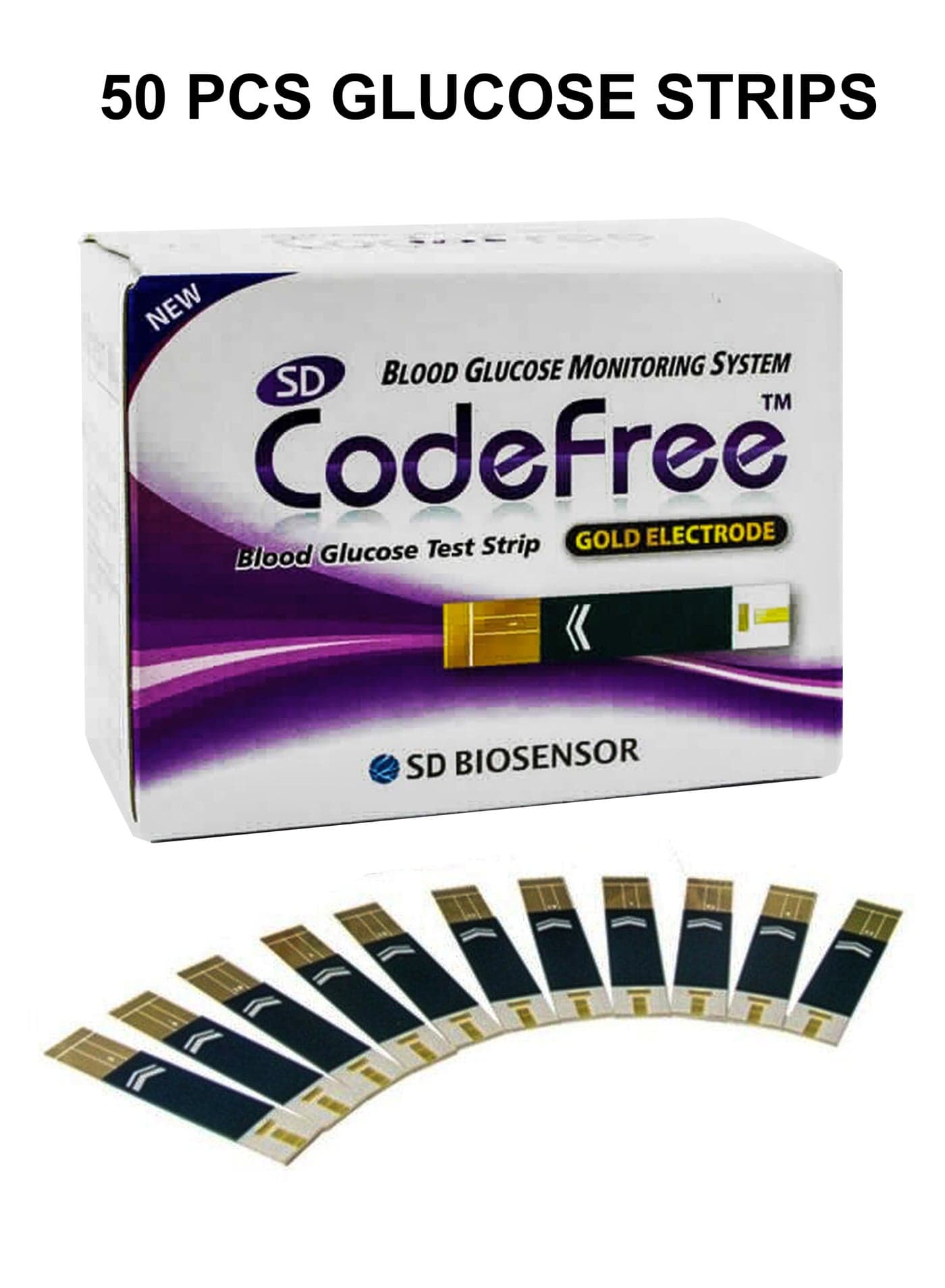Code Free Blood Glucose Monitor Stripe Diabetic Sugar Measurement For Home Hospital Clinic Use Self Test 50 Strips