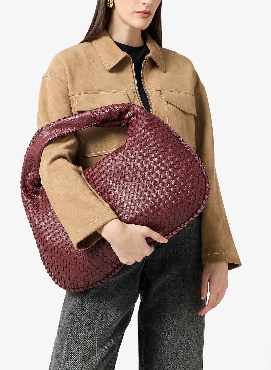 woven textured tote bag