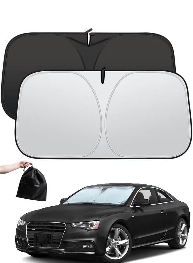 Foldable Car Windshield Sunshade with Storage Pouch, Front Windshield Reflective Sunshade, Car Window Sunshade for Sun Heat Protection and Block UV Rays, Keep Vehicle Cooler