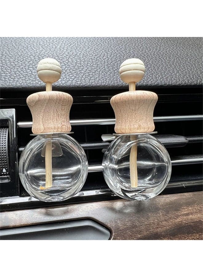 2 PCS Car Air Freshener Diffuser Bottle With Vent Clip Perfume Glass Bottles Clip Fragrance Aromatherapy Scented Diffuser Bottles Car Vent Outlet Ornament Decors