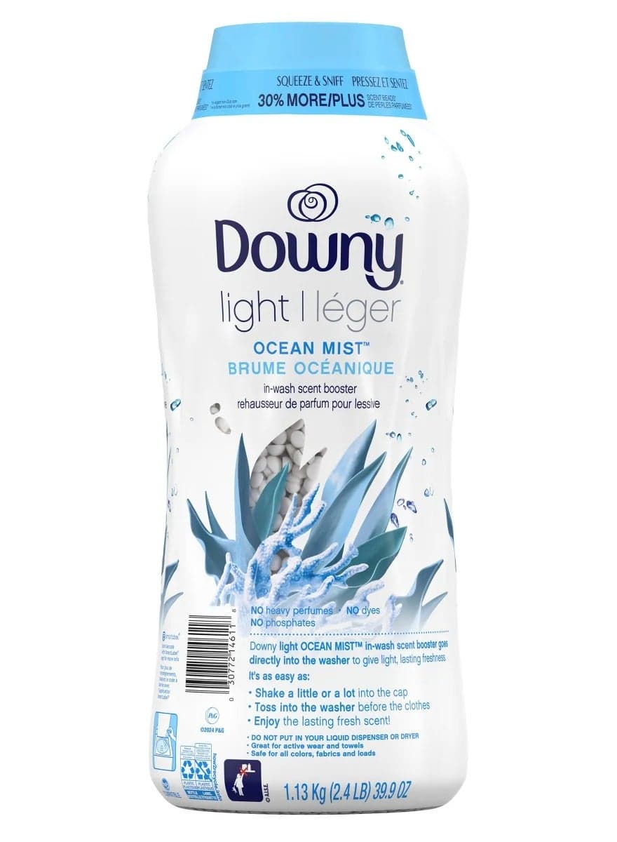 Downy Light Ocean Mist Scented In-Wash Scent Booster Beads - Coastal Bliss for Fresh Fabrics, 1.13kg