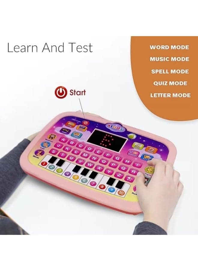 Kids English Learning Tablet with Piano Keyboard - Educational Toy with LED Screen, Interactive Alphabet & Music Learning Toy for Preschoolers, Perfect Gift for Birthday & Eid