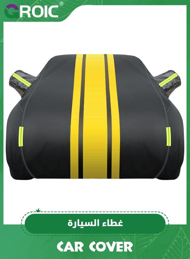 Multi-Layers Car Cover Waterproof All Weather for Automobiles, Outdoor Full Cover Windproof, Sand proof, Rain proof, UV proof Car Covers with Reflective Strips Protection for SUV, Sedans