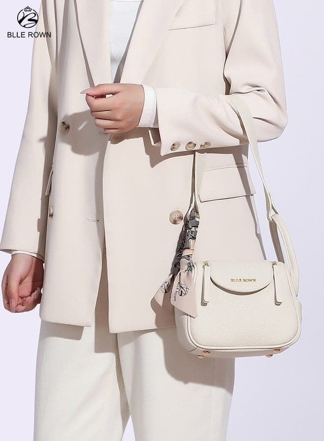 Elegant Ladies Handbag Women Shoulder Crossbody Tote with Scarf Decoration Two Straps Chic Design for Daily Work Travel Shopping