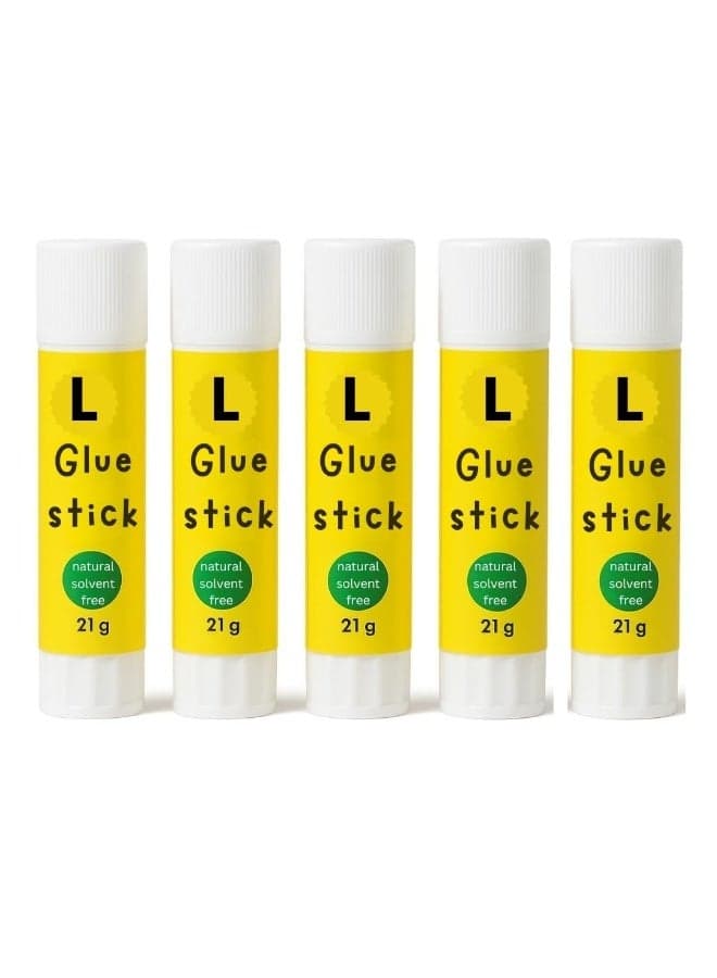 Glue Stick 21g Bulk Pack of 5 – Non-Toxic, Washable, Acid-Free Adhesive for School, Office, Kids, Craft Supplies, DIY, Scrapbooking, Paper, Cardboard, Arts & Crafts Projects – Solvent Free Glue Sticks