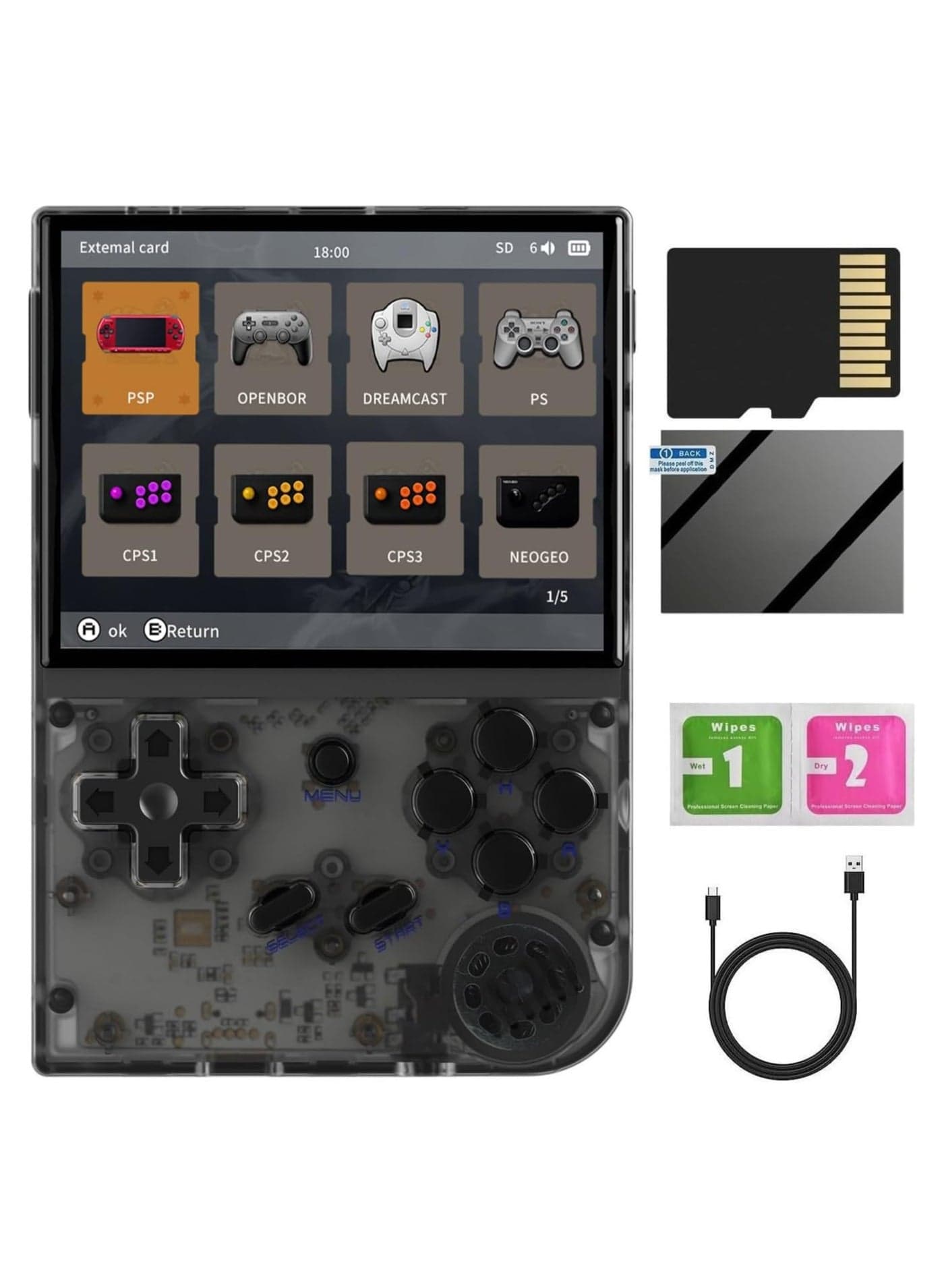 New RG35XX Handheld Game Console 3.5 inch IPS Retro Games Consoles Classic Emulator Hand-held Gaming Console Preinstalled Hand Held Video Games System 64GB