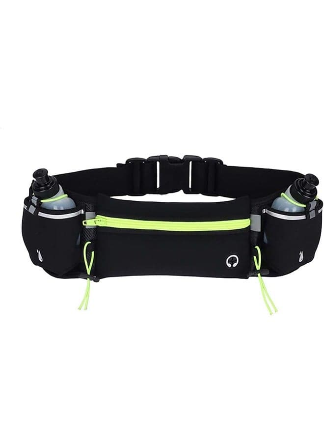 Upgraded Running Belt with Water Bottle, Running Pack with Adjustable Straps, Large Pocket Waist Bag Phone Holder for Running Fits Smartphones, Running Pouch
