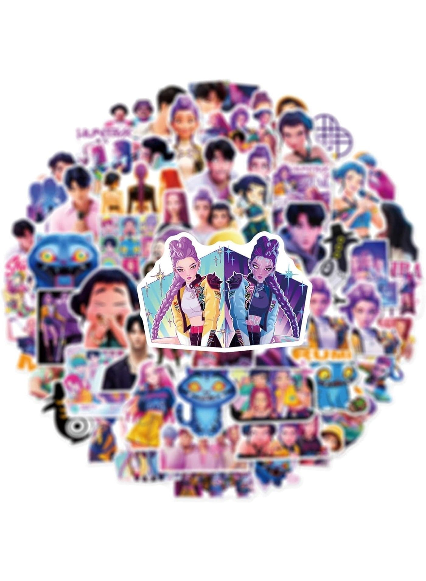 60Pcs Cute Kpop Demon Hunters Stickers Cool Stickers, Vinyl Waterproof Character Sticker for Laptop, Guitar, Water Bottle, Birthday Gifts for Girls, Kids, Teens (60)