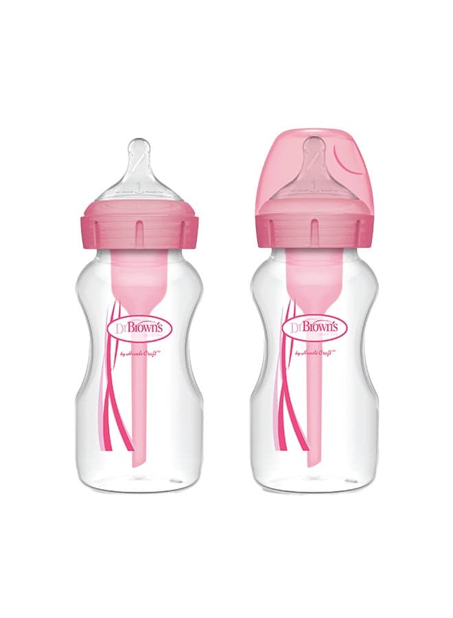 9 Oz/270 Ml Anti-Colic Pp W-N Options+ Bottle, 0M+, Pink, 2-Pack