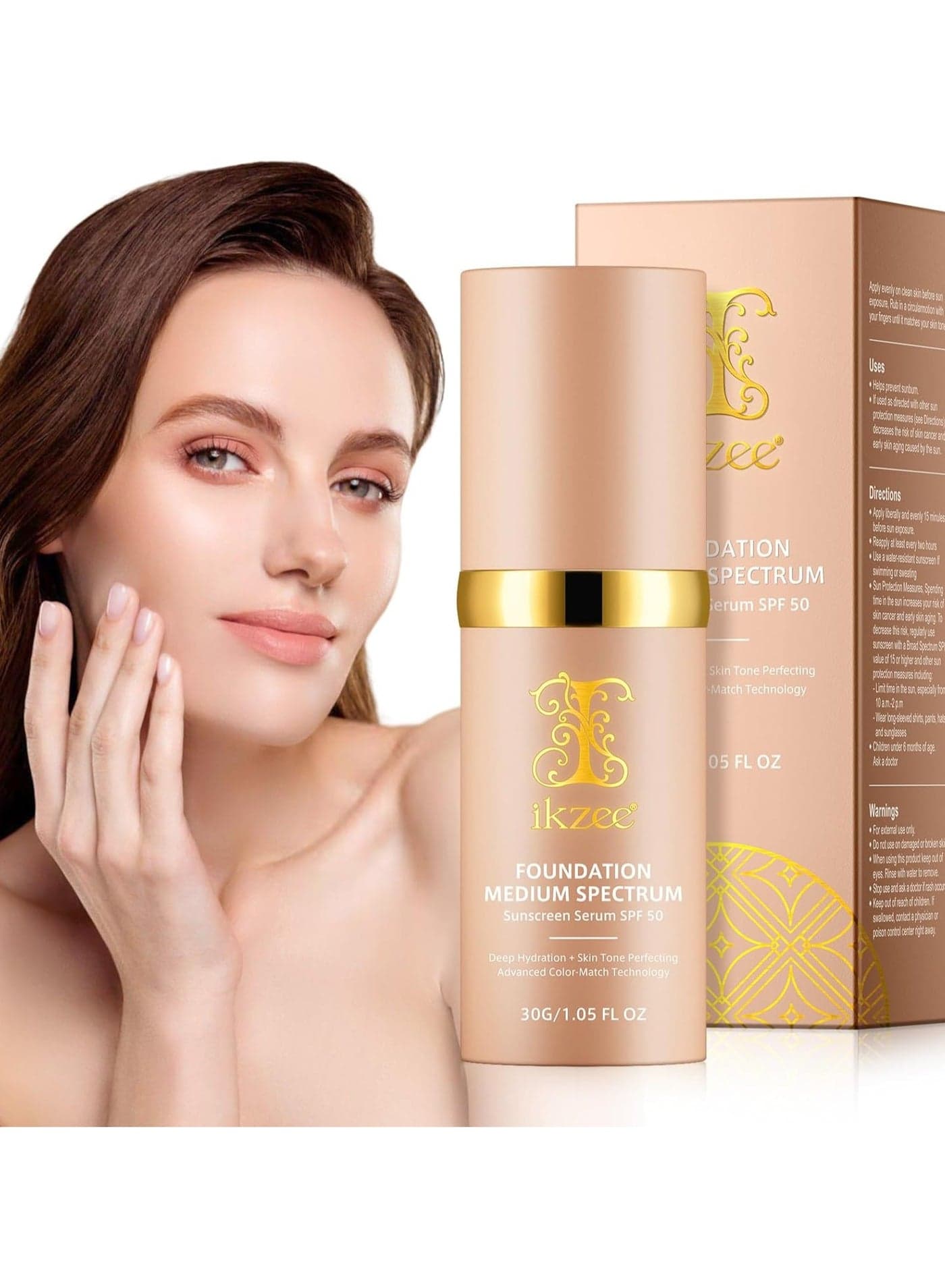 Color Changing Foundation, 4 in 1 Full Coverage SPF50+ Flawless Foundation, Hydrating Longwearing & Waterproof Concealer for All Skin Types, Hides Wrinkles and Lines