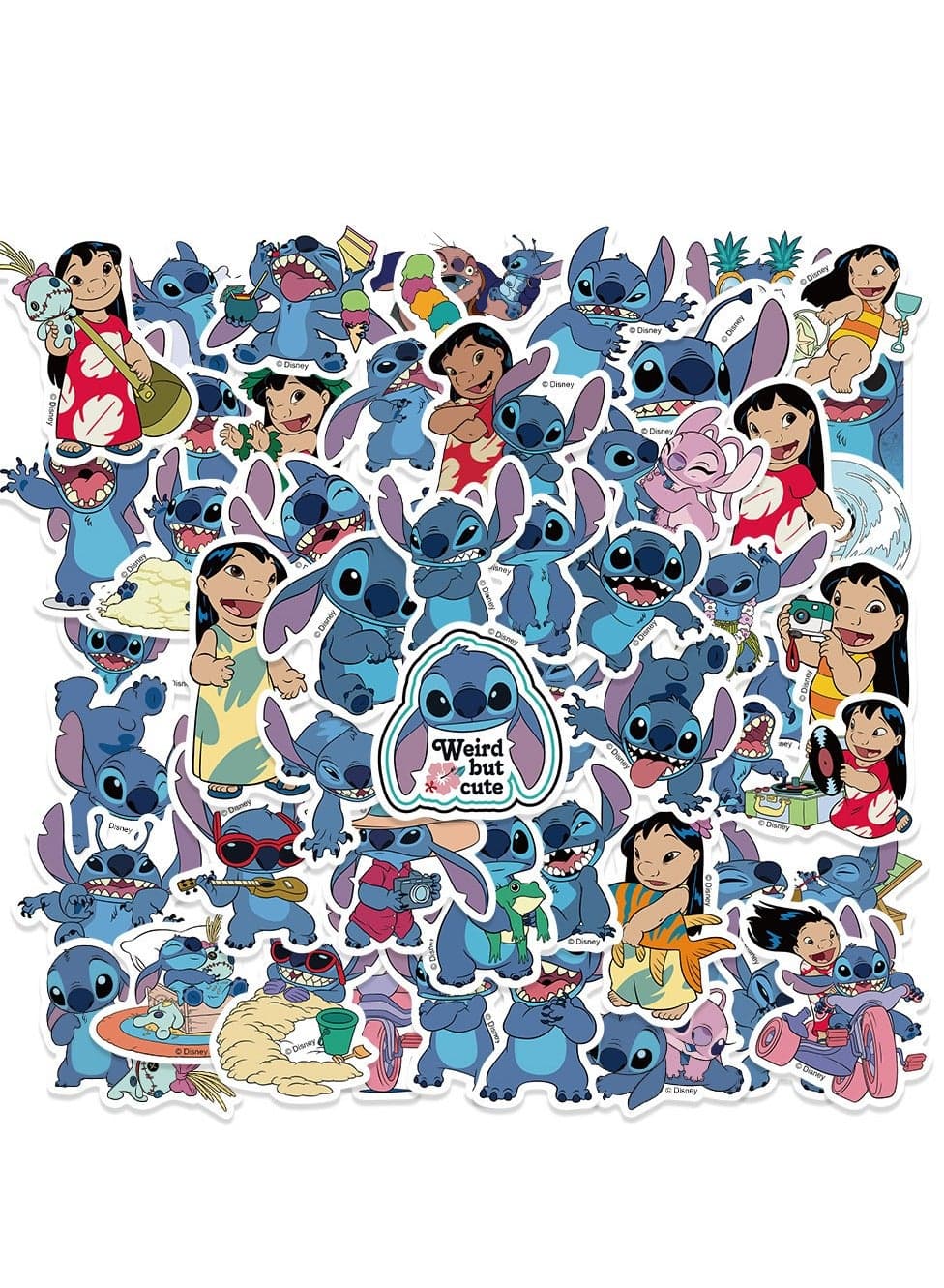51PCS Lilo & Stitch Stickers Pack, Cartoon Vinyl Waterproof Sticker for Water Bottle, Laptop, PC, Case, Car, Notebook, Skateboard, Journal, Aesthetic Stickers as Gifts for Kids, Teens