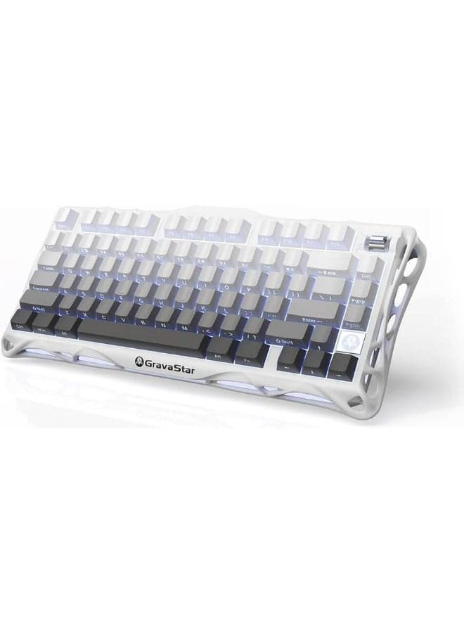Mercury K1 Mechanical Gaming Keyboard (Gradient White) - 75% Layout, Hot-Swappable, Custom Linear Switches, RGB Backlit, Wireless/Wired, 8000mAh Battery, Bluetooth/2.4GHz, Multi-Platform