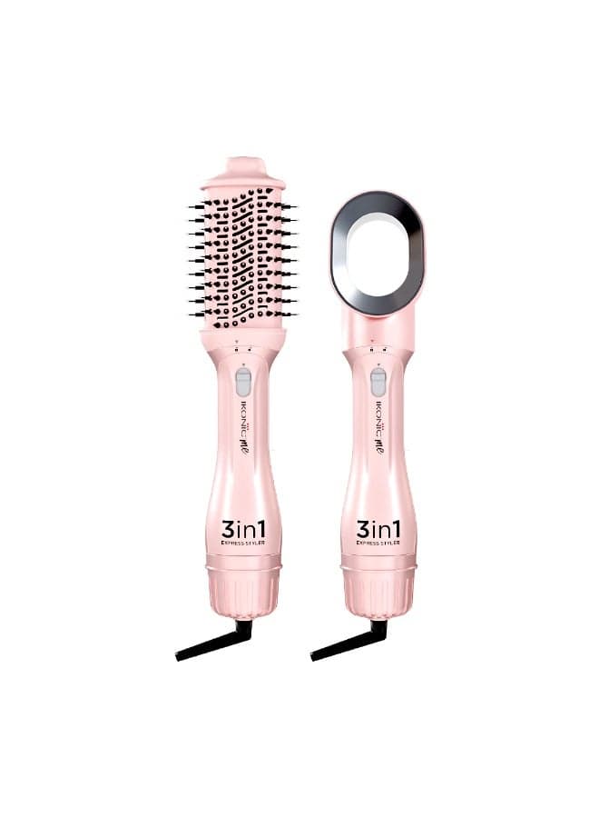 Ikonic 3-in-1 Express Styler, Pink , 1200W Hot Air Brush & Volumizer Blow Dryer for Women, Ceramic Titanium Tourmaline Coating, Innovative Airflow Vents, Mixed Styling Bristles,All Hair Type