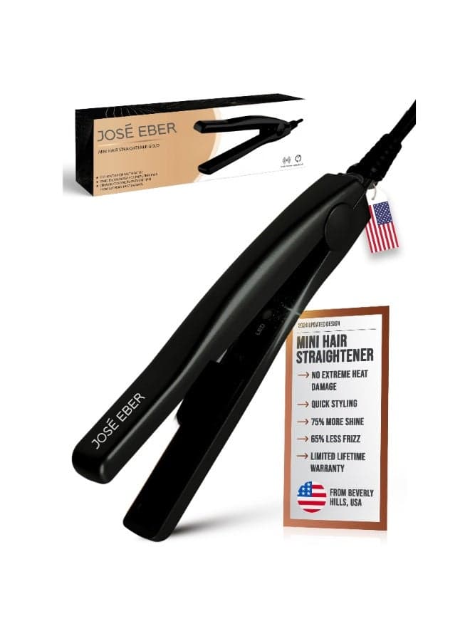 Mini Portable Flat Iron, Ceramic Tourmaline Hair Straightener For Travel, Short Hair Styling, Dual Voltage - Fast Heat Up Mini Flat Iron Gold