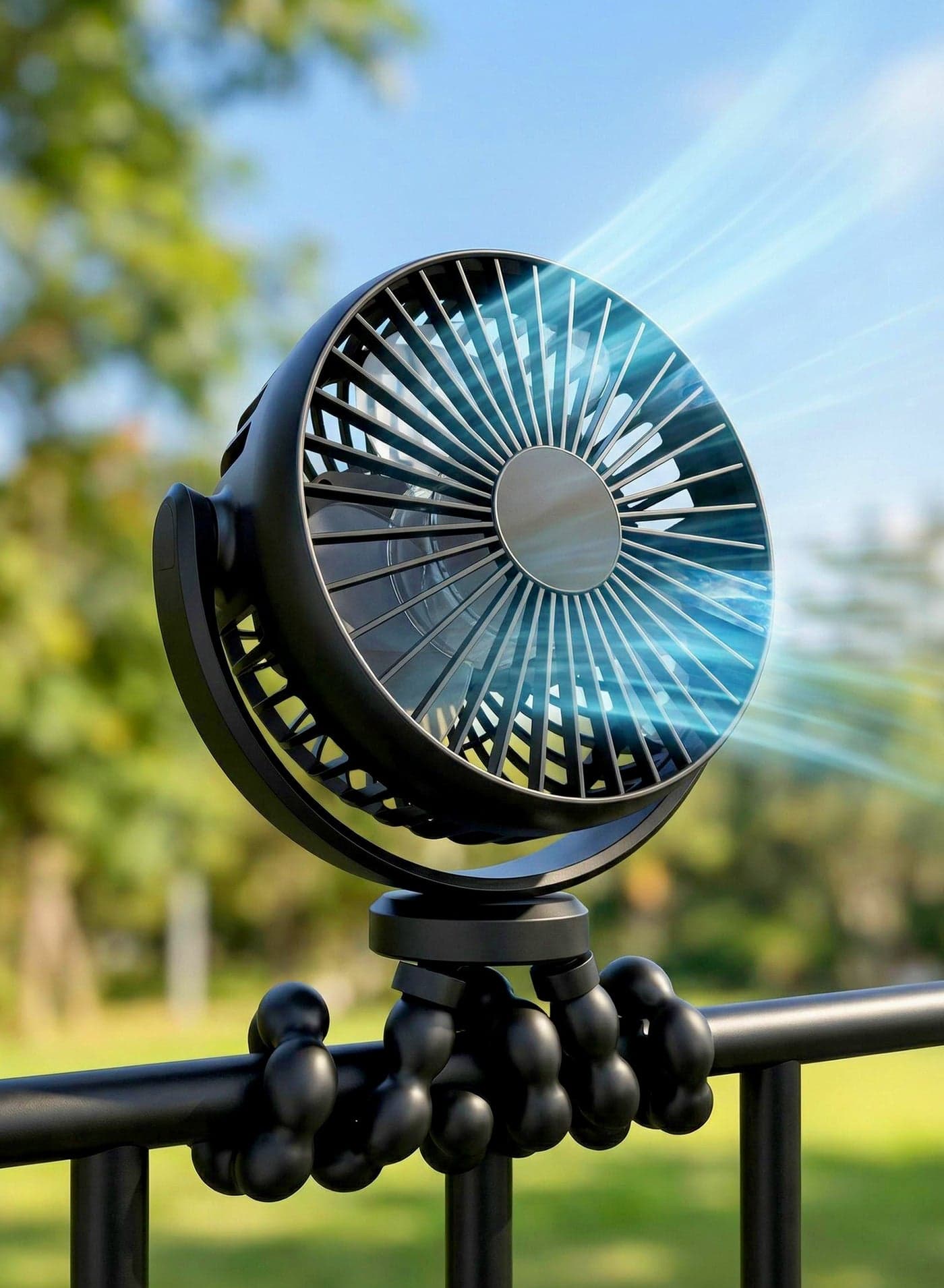Portable Baby Stroller Fan, Clip On USB Rechargeable Fan with Flexible Tripod, 360° Rotation, 3 Speeds, Mini Cooling Fan for Crib, Car Seat, Pram, Travel,Black