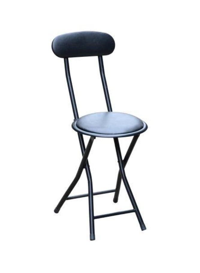 Foldable Chair with Rexin and cusion | Camping Chair | Travel Chair | Masjid Chair | Trip Chair-Black