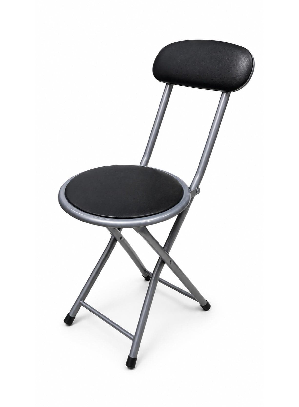 Foldable Chair with Rexin and cusion | Camping Chair | Travel Chair | Masjid Chair | Trip Chair-Black