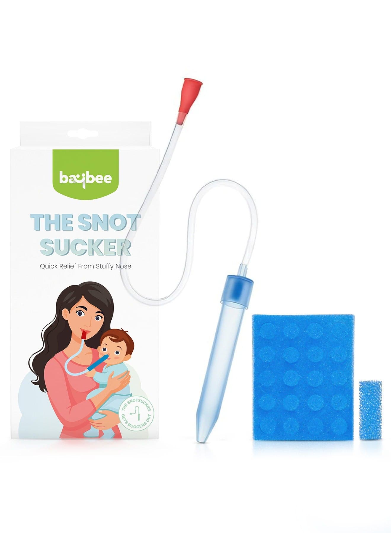 Nasal Aspirator For Infant Babies With 24 Replacement Filters | 100% Safe Clean Snot Sucker Baby Nose Cleaner For Toddlers 0 To 2 Years Blue
