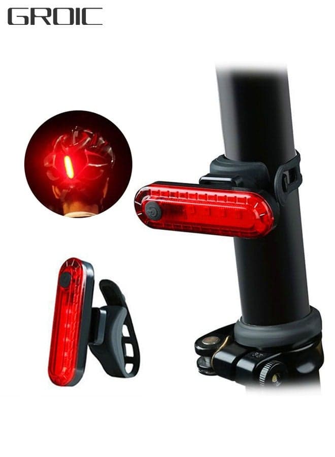 USB Rechargeable LED Bike Tail Light, Waterproof Helmet Light BIke Light, 330mah Lithium, 4 Light Mode Options