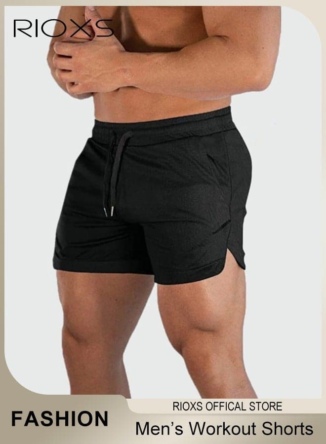Men's Shorts, 5" Gym Workout Short, Quick Dry Active Running Shorts, Lightweight Athletic Shorts With Pockets, Drawstring Running Shorts For Men, Breathable Bodybuilding Training Short Pants