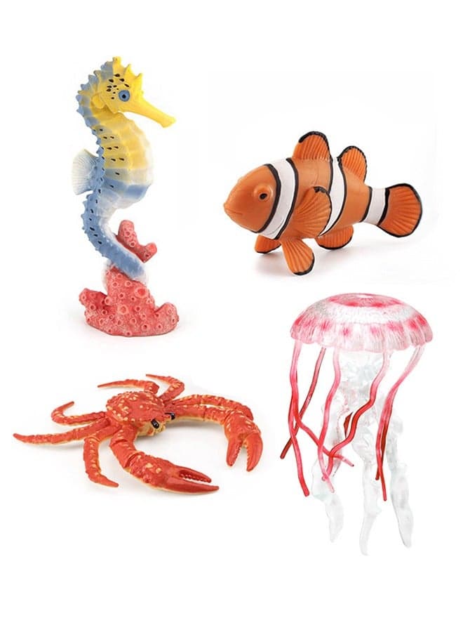 4 Packs Simulation Sea Animal Model, High Quality Solid Animal Toy, Mini Sea Animal Toys, Animal Educational Toys Set, Hand Painted Animals Toy, Cake Toppers Birthday Gift for Kids Toddlers