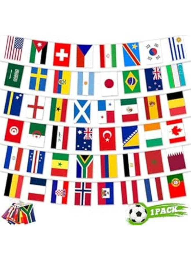 2026 World Cup Bunting Flags 48PCS Hanging Flags 14Meters Double Sides for Garden Room School Bar Street World Football Cup Bunting