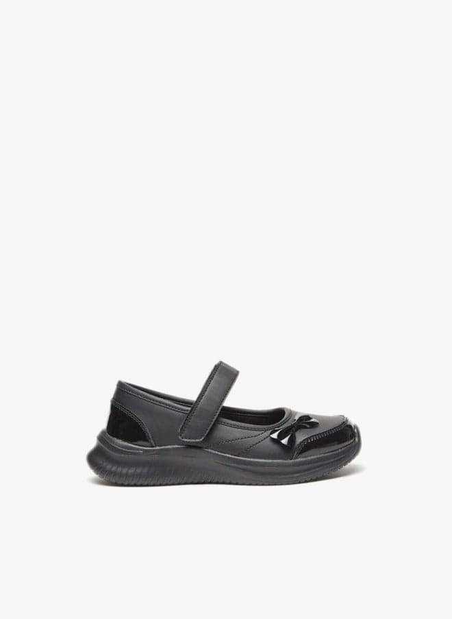 Bow Accent Mary Jane School Shoes with Hook and Loop Closure