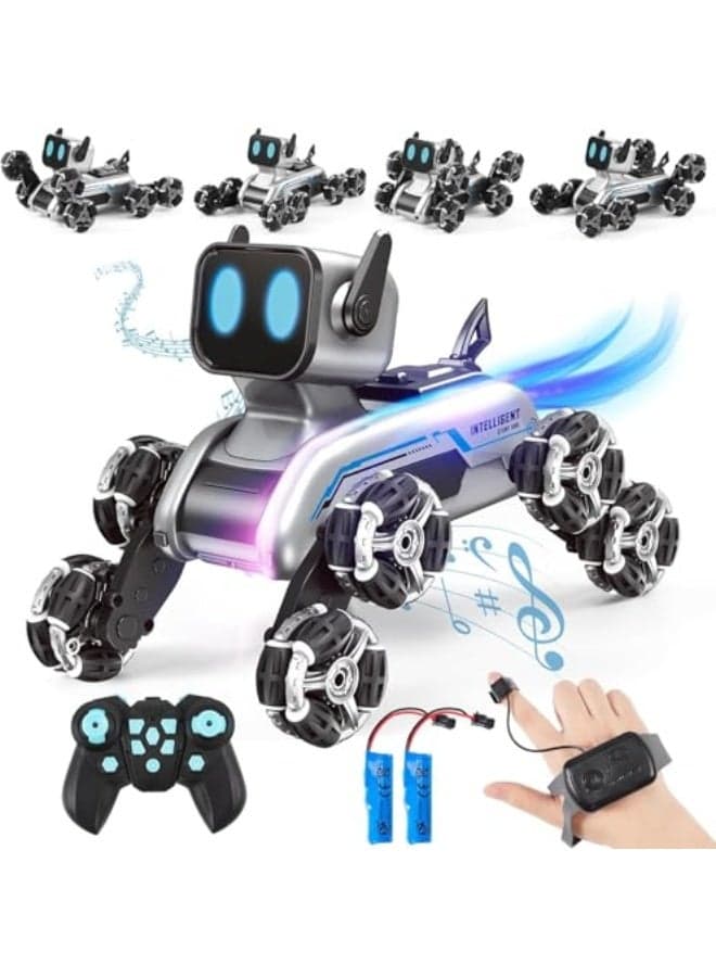 Azonee Children's Remote Control Robot Dog Toy, 2.4ghz 8wd Gesture Sensing Stunt Rc Car, With Music and Lights, Suitable for Children's Birthday Gifts for Boys Aged 6-12, Entertainment