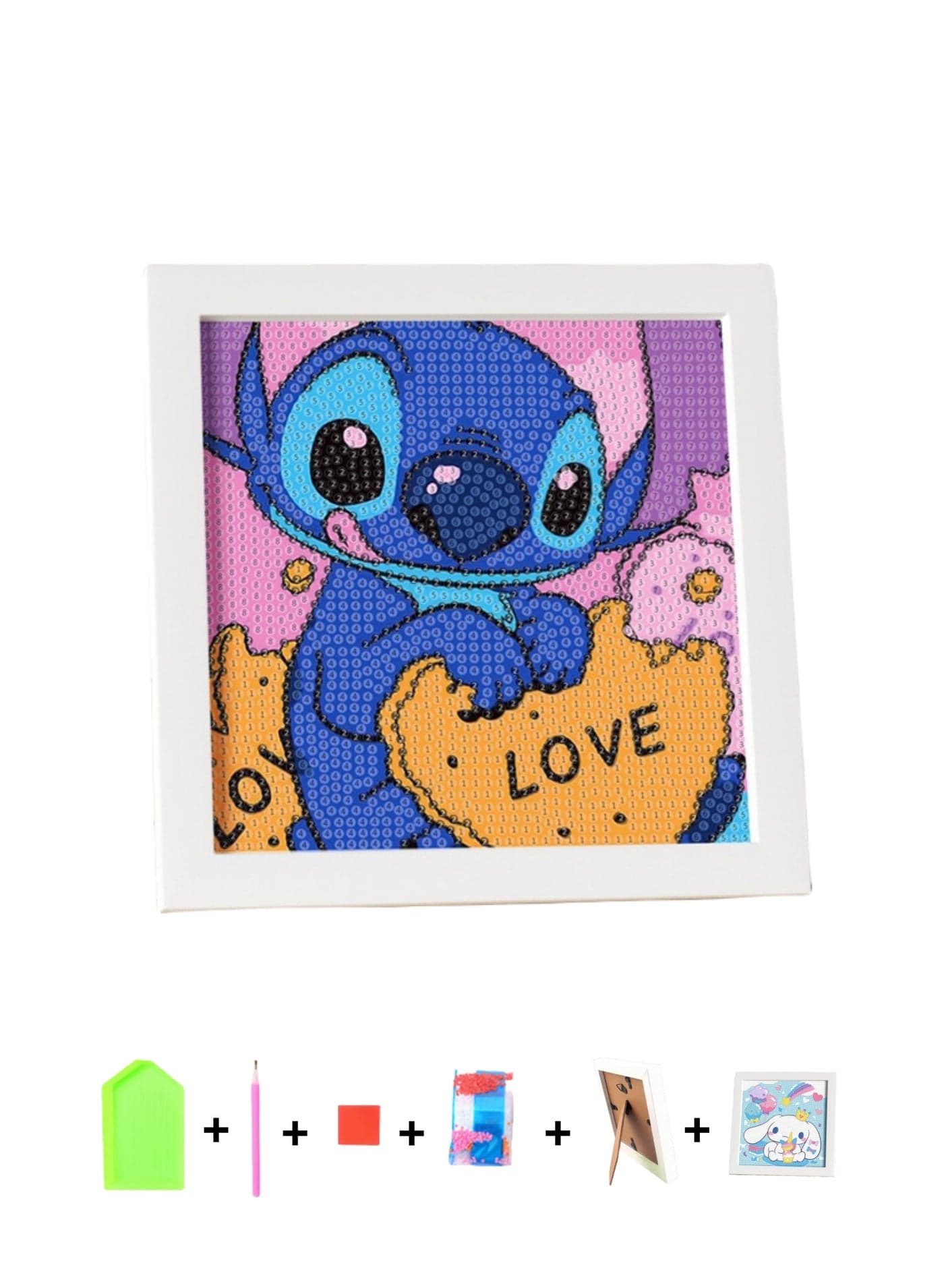 Kids DIY Diamond Art Set with Wooden Frame, Easy 5D Diamond Art Painting Set, Mini Diamond Art Painting for Home Wall Desktop Decoration (6.69x6.69 Inch)