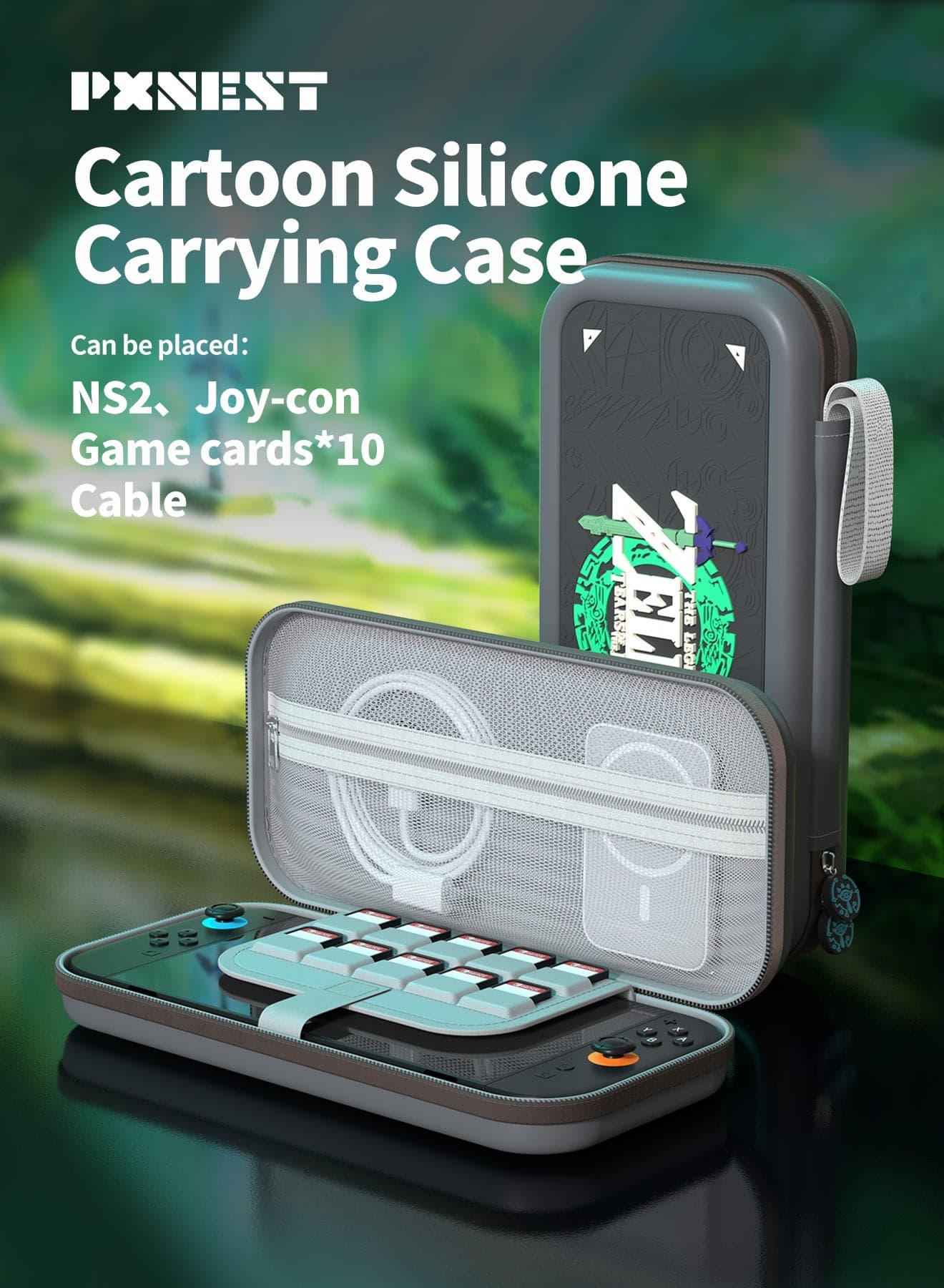 Carrying case for Nintendo switch 2 2025, switch 2 case,switch 2 3D embossed silicone pattern carrying bag,Game Console Accessories