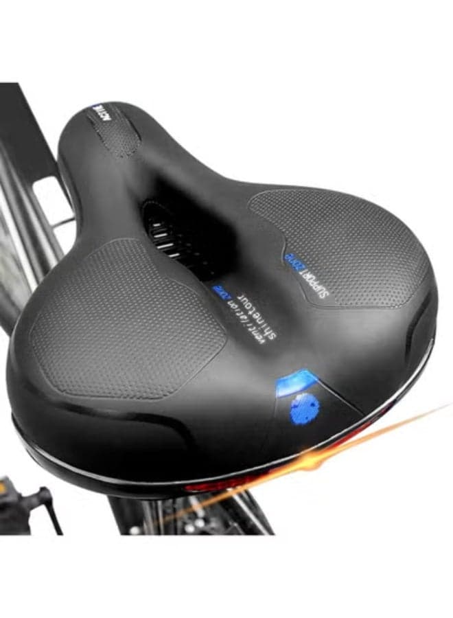 Bike Seat Cushion Waterproof Comfort Soft Bicycle Seats Wide Memory Foam Padded E-Bike Saddle for Men Women Universal Mountain Road Bicycle Seat Cover-Blue