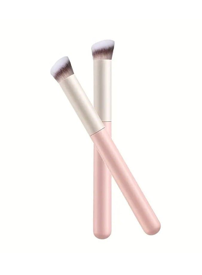 1Pc Pink Concealer Brush Uner eye Mini Angled Flat Top Nose Contour Brush For Concealing Blending Setting Buffing with Powder Liquid Cream Cosmetic Pro Small Makeup Foundation Brushes
