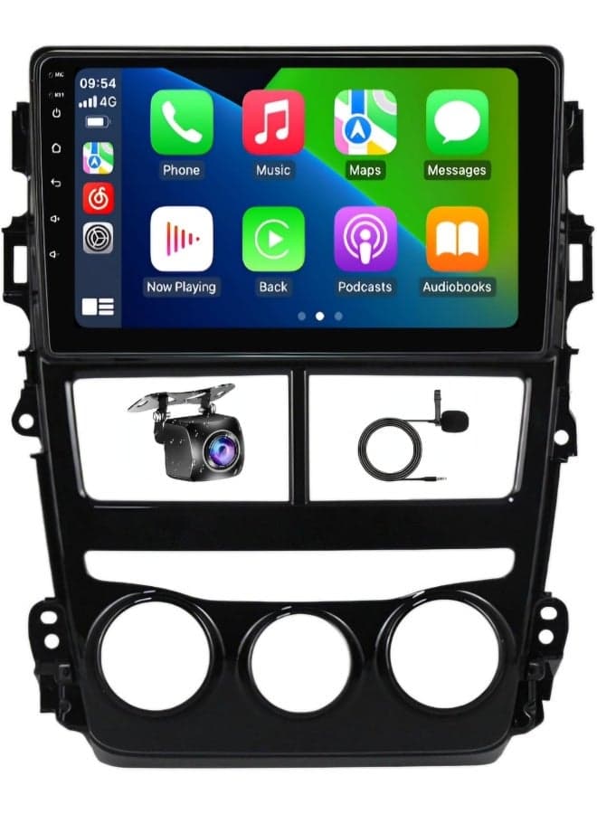 Fit Toyota Yaris Car Stereo Android Screen 2018-2022 With Apple Carplay Android Auto Wireless WiFi DSP AHD Camera Included Fast Interface QLED Manual AC (4+32GB Carplay)