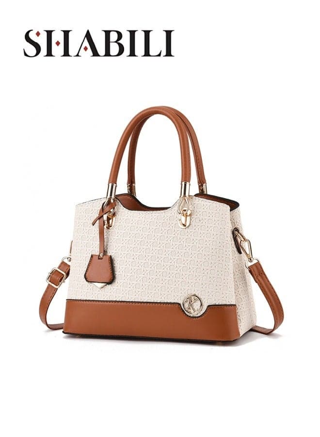 Women's Fashion Luxury Shoulder Bags, Ladies Designer Contrast Color Handbag Tote Bags Clutch Bag, PU Leather Crossbody Bag Satchel Bag Beach Bag Carry Bag for College Students and Teenagers