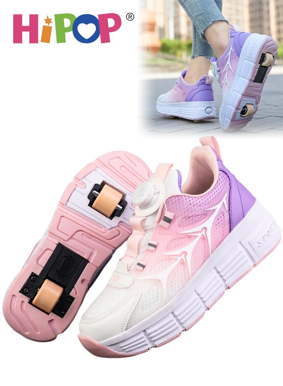 Unisex Kids Roller Skate Shoes with High Quality,Fashional Girls Boys Roller Shoes,Retractable Double Wheels Skates
