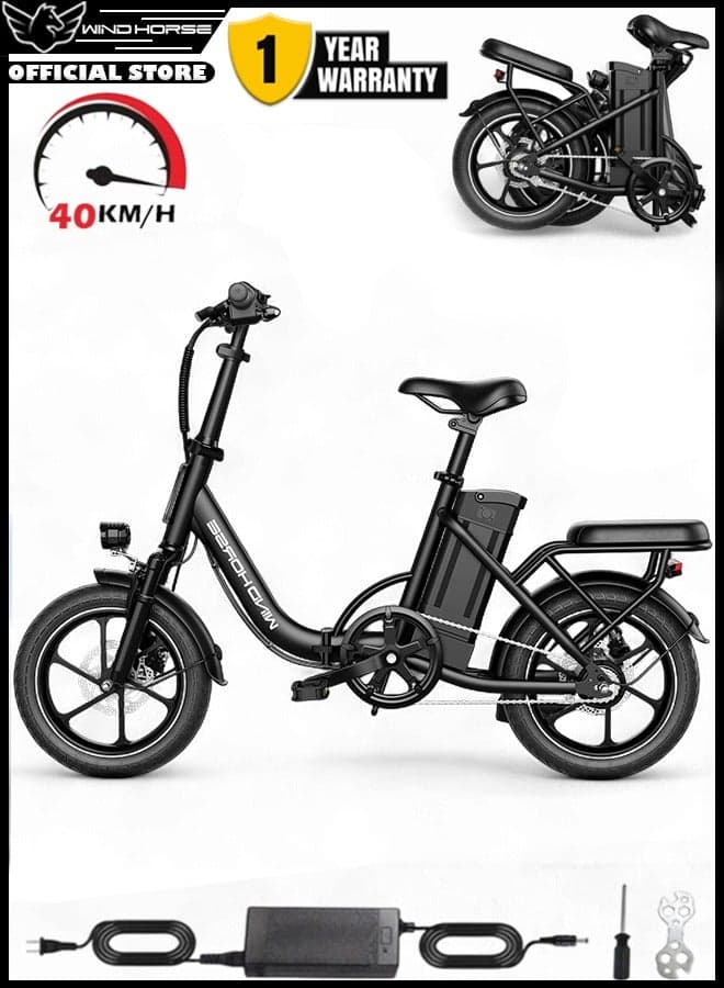 W2B Folding Electric Scooter with 350W High Speed Motor, 36V 8AH Battery, 40 KM/H Speed, 35 KM Range, Dual Disk Brakes, Carbon Alloy Frame, 16-Inch Tires, Front Suspension Fork, Portable Electric Scooter with Dual Seat