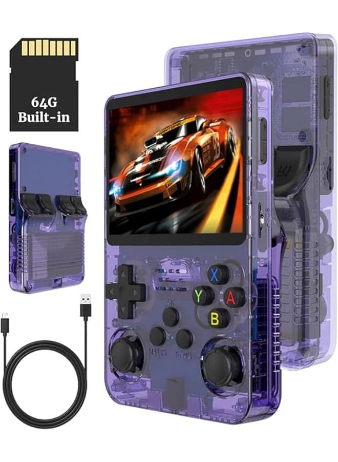 R36HD Game Console 3.5 Inch Portable Retro Game Console Built-in 15000+ Games Open Source Linux System With 64GB Memory Card Video Games Console Toys And Games IPS Screen