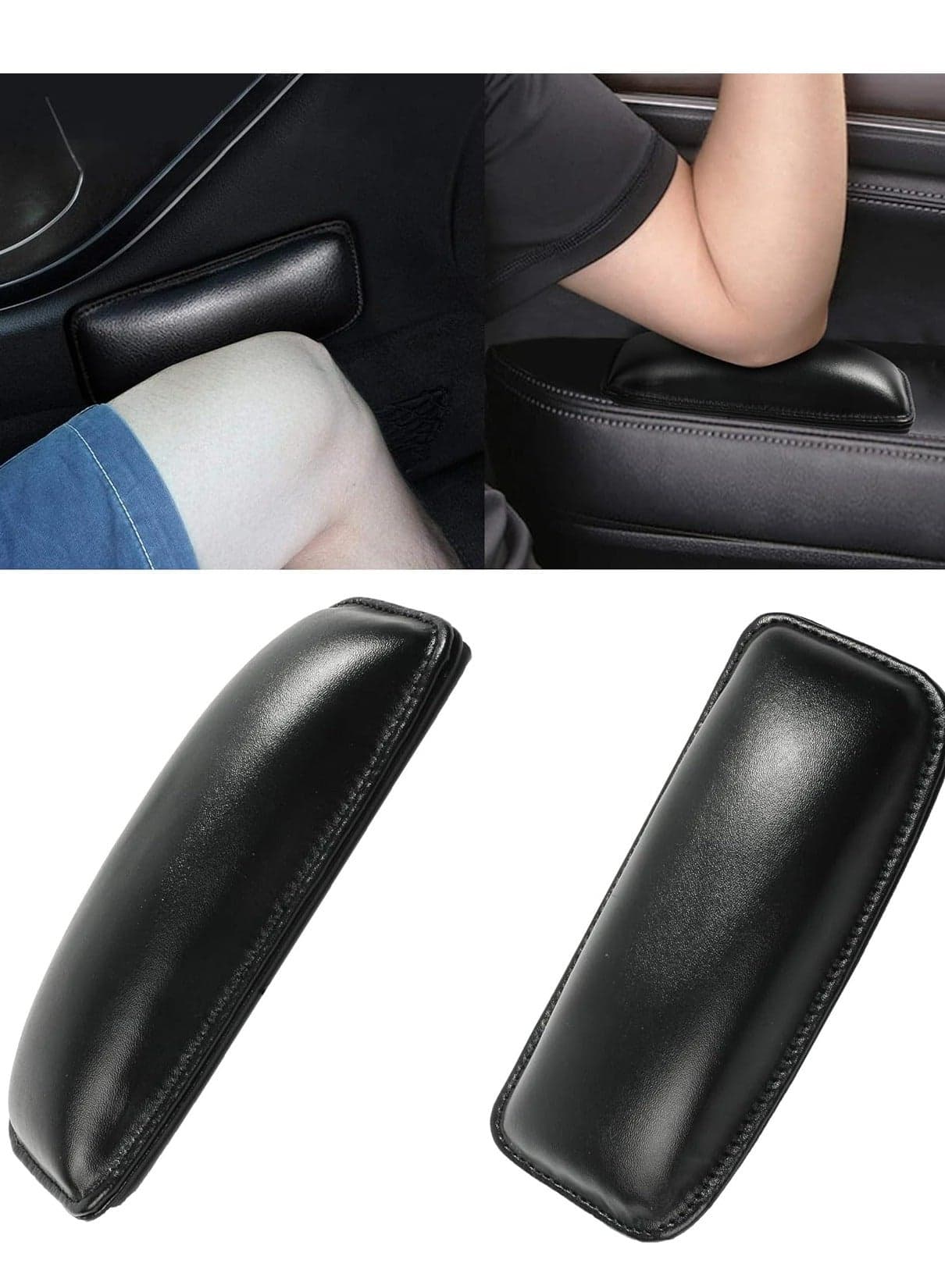2 Pack Universal Leather Car Console Cushions, Knee & Elbow Pads for Comfort, Automotive Interior Accessory
