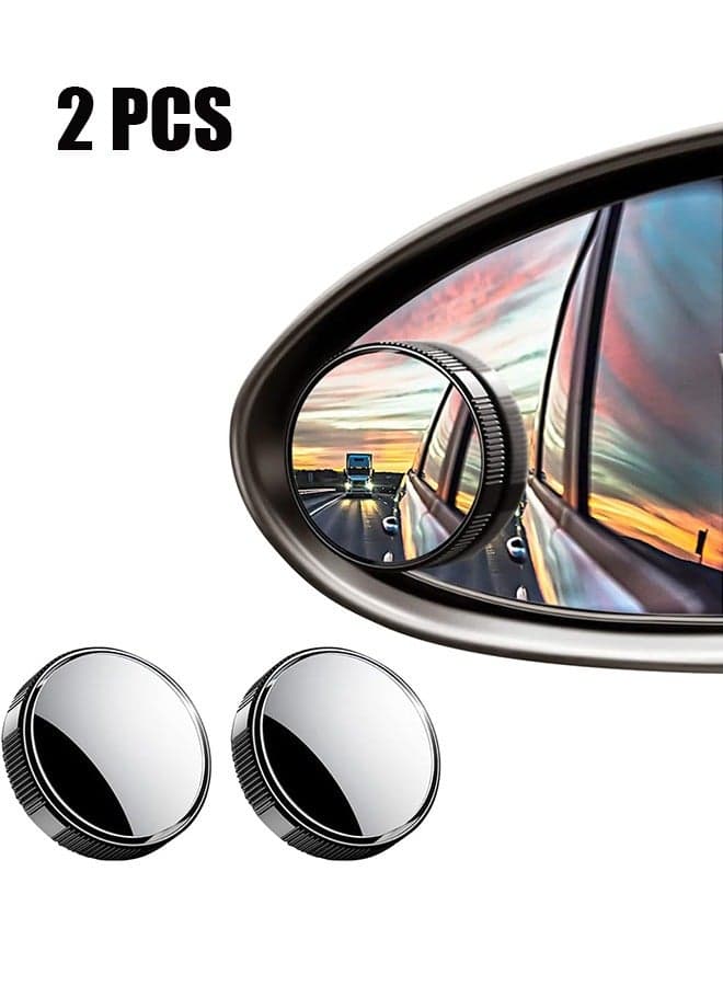 2 Pcs Blind Spot Car Mirror, 2.15 inch Reusable Round HD Glass Convex 360° Wide Angle Side Rear View Mirror with Sucker for Cars SUV and Trucks(Black)