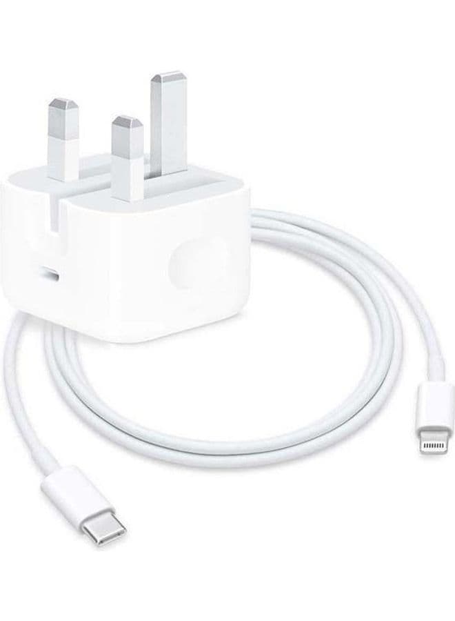 20W USB-C Power adapter & USB-C to Ligntning Cable Charger White