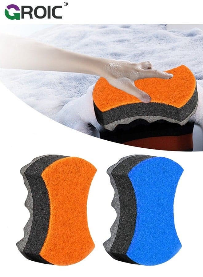 2-PCs Car Wash Sponges, Three-Layer Big Wave Sponge, Cleaning Supplies High Foam Washing Sponge Pad for Scrubber Non-Scratch 20.5*14.5*7 CM