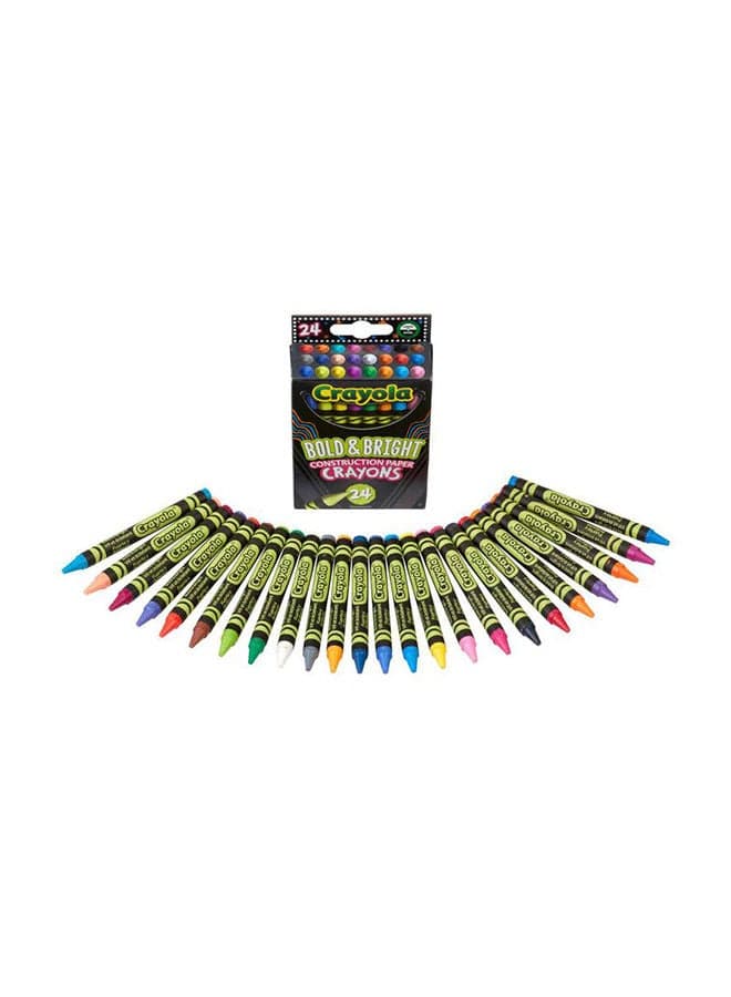 Construction Paper Crayons, School And Art Supplies, Pack of 24, Bold And Bright Colors, 3+ Yrs