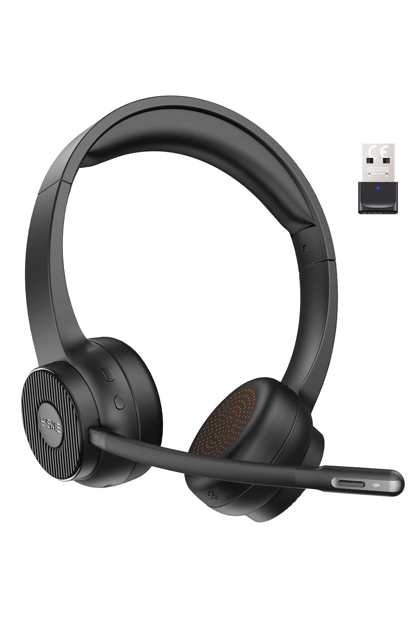 EKSA H16 Wireless Headset with AI Noise Cancelling Microphone, Bluetooth V5.2 Headphones with 2.4G USB Dongle & Mic Mute, 35Hours Playtime for Computer/Laptop/PC