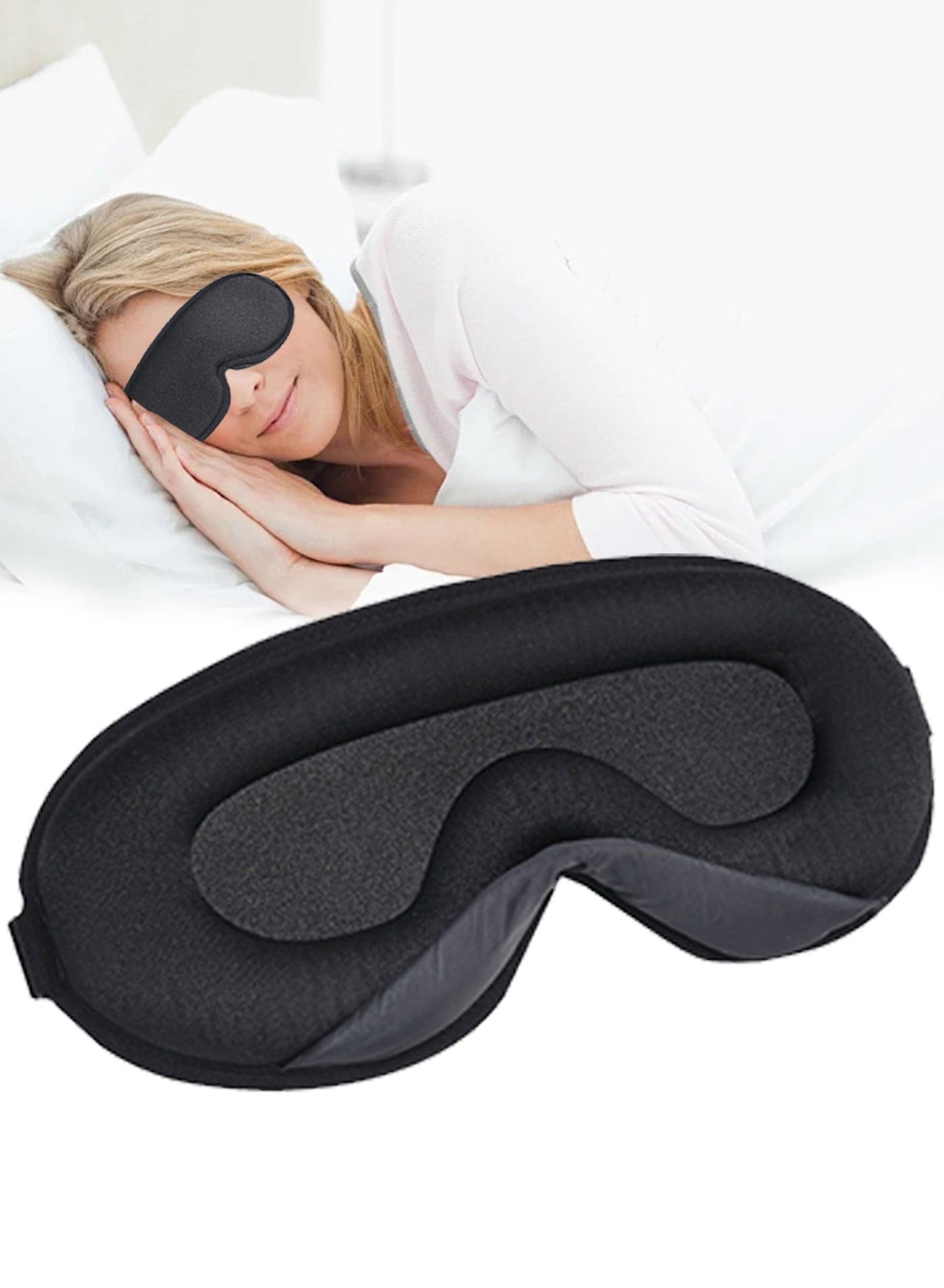 قناع النوم ، 3D قناع العين النوم ، النوم الجانبي للرجال والنساء ، IOP الحرة 100 ٪ قناع النوم التظليل ، قابل للتعديل مع قناع العين اليوغا ، والسفر ، قيلولة ، أسود
