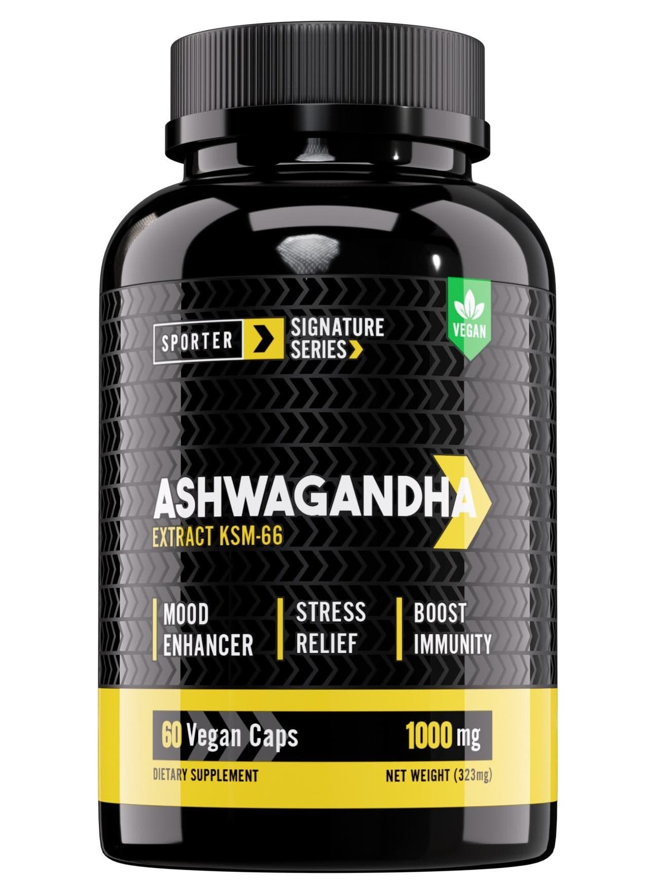 Sporter Ashwagandha KSM-66 – 60 Vegan Capsules | 1000mg High Potency | Stress Relief, Mood & Sleep Support | Boosts Immunity & Energy | Plant-Based Adaptogen Supplement