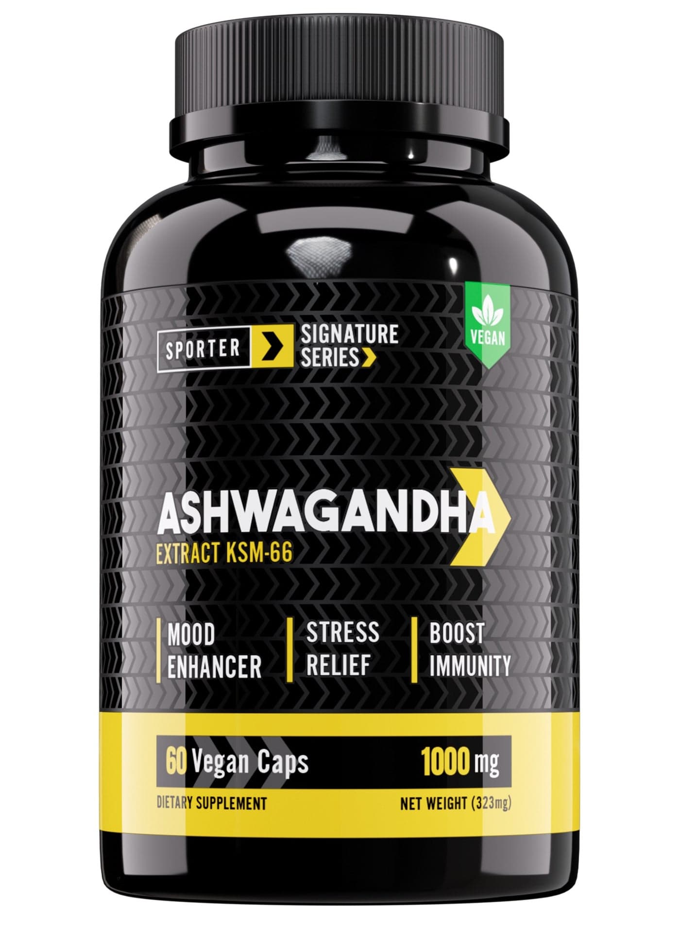 Sporter Ashwagandha KSM-66 – 60 Vegan Capsules | 1000mg High Potency | Stress Relief, Mood & Sleep Support | Boosts Immunity & Energy | Plant-Based Adaptogen Supplement