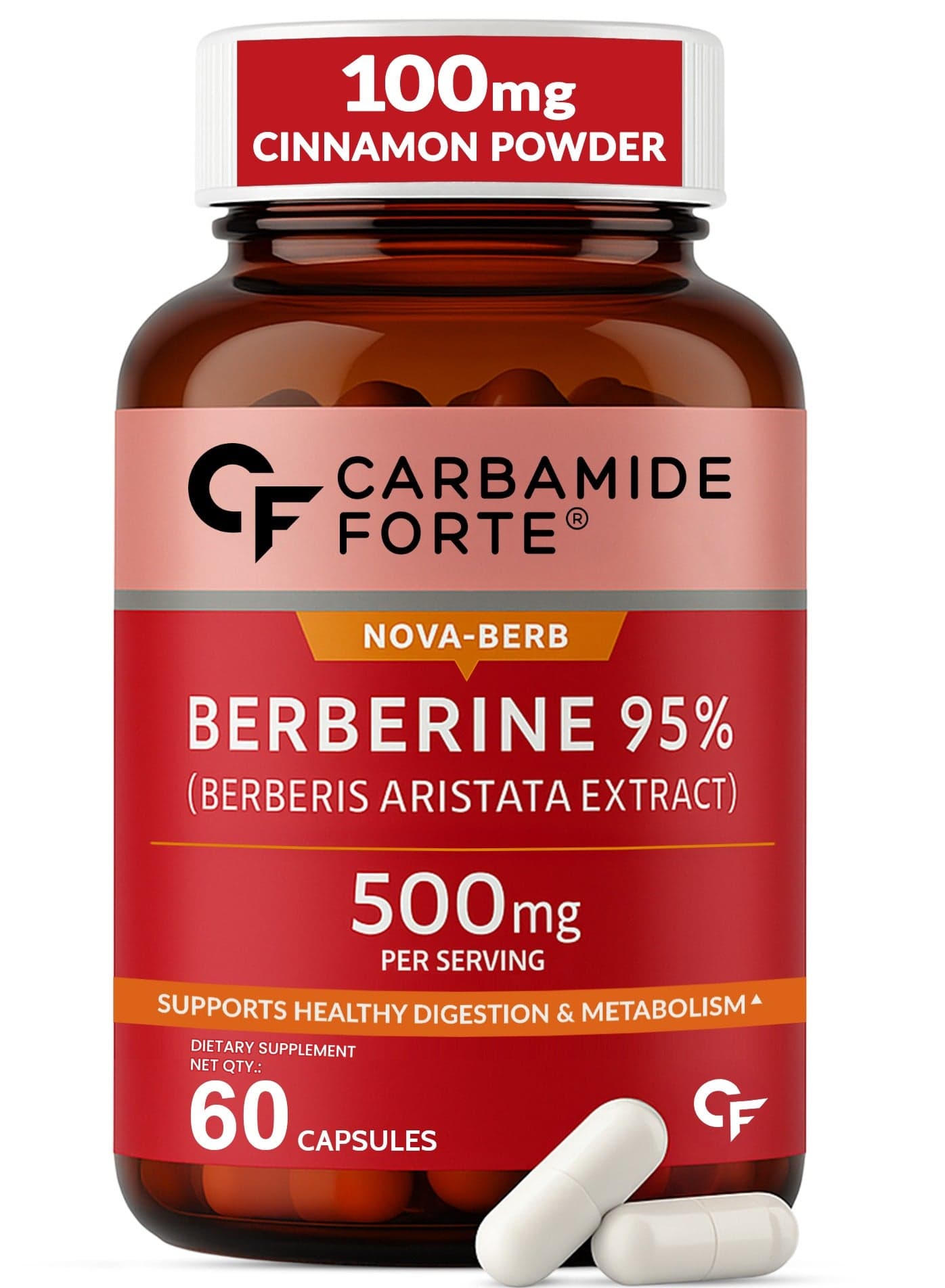 Carbamide Forte Berberis Berberine 95% with Milk Thistle & Cinnamon | Berberine Capsules 500 mg | 60 Veg Capsule