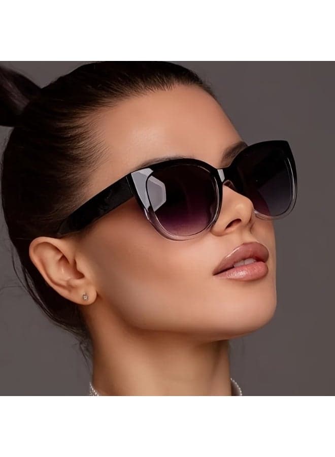 1980s Style Women's Fashion Fashion Fashion Glasses - Retro G Transparent Acetate Frame with Black Tint, Large Cat-Eye Design for Stylish for daily